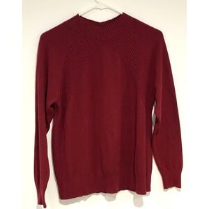 Vila Milano by Sioni Women's High V-Neck Sweater Size Large Crimson Red